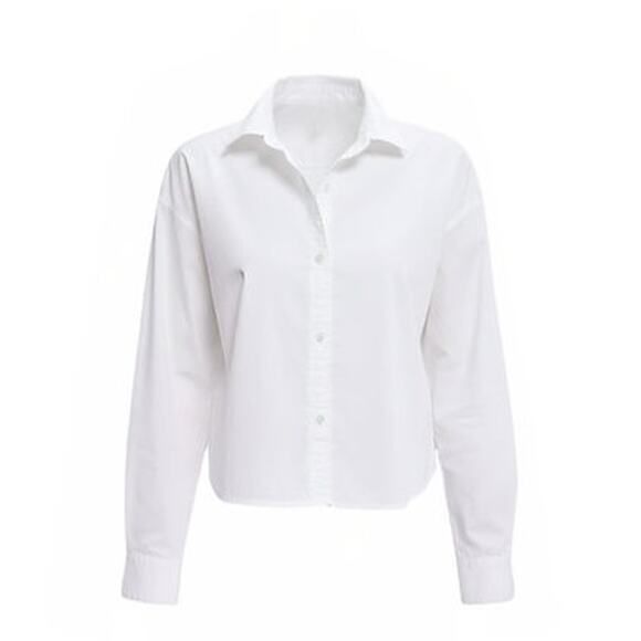 TUCKERNUCK White Cropped Jasper Button Down Size L NWT Retail $128 Tuckernuck - Picture 6 of 6